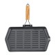 Cast iron grill pan with foldable wooden handle, 35x21 cm | Cast iron grill pan | Cast iron pan |