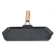 Cast iron grill pan with foldable wooden handle, 35x21 cm | Cast iron grill pan | Cast iron pan |