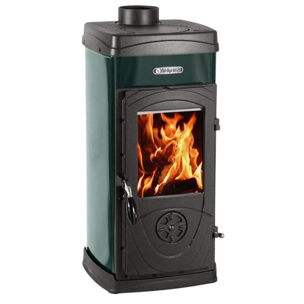 Italian cast iron wood burning stove La Nordica Super Junior green, 5.0kW |  |  |