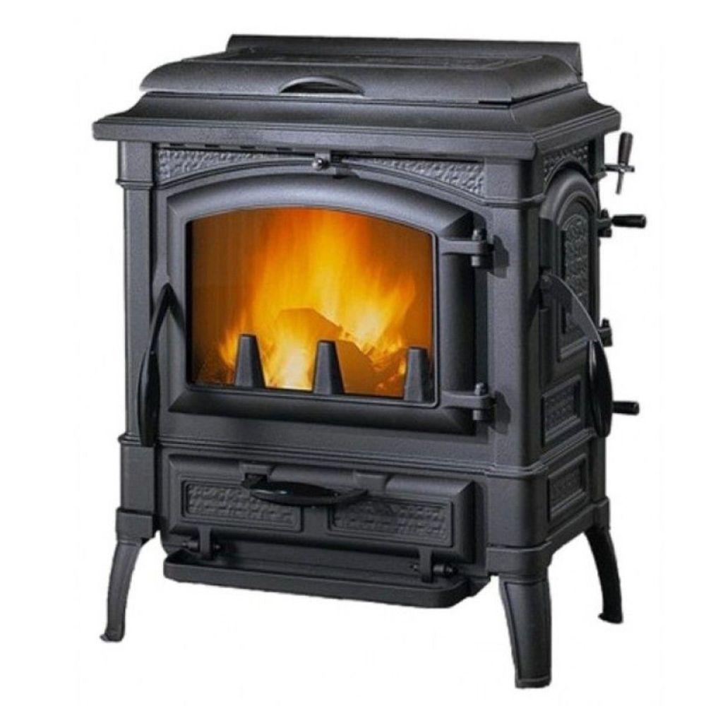 Italian cast iron wood burning stove La Nordica Isetta con cerchi EVO 4.0 with cooktop, 7.3kW |  |  |