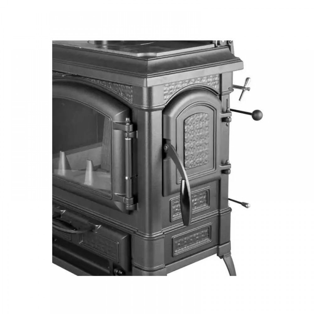 Italian cast iron wood burning stove La Nordica Isetta con cerchi EVO 4.0 with cooktop, 7.3kW |  |  |