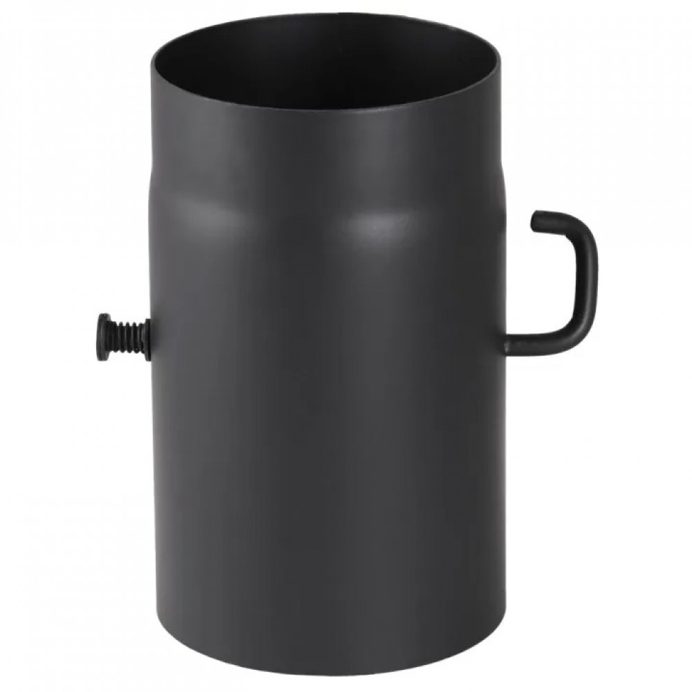 Black steel flue pipe PARKANEX with damper, Straight, Length 0.25m, Ø130, Thickness 2 mm | Stove pipes | Chimney |