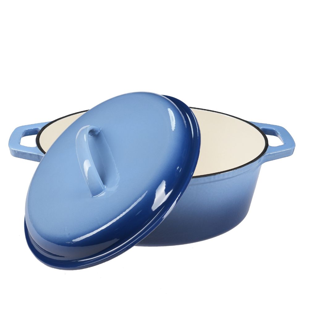 Enameled cast iron pot, Blue, oval, 33x27см | Cast iron pot |  |