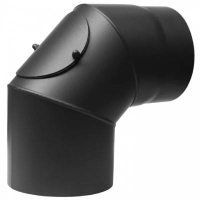 Stove pipe elbow 90° PARKANEX with cleaning opening, Steel, Black, Ø130, Thickness 2 mm - Product Comparison