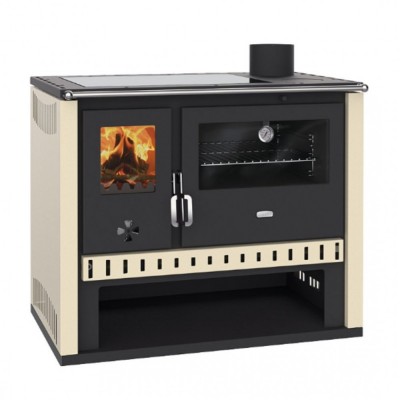 Wood burning cooker Prity GT Ivory, with glass ceramic hob, 15 kW - Cookers