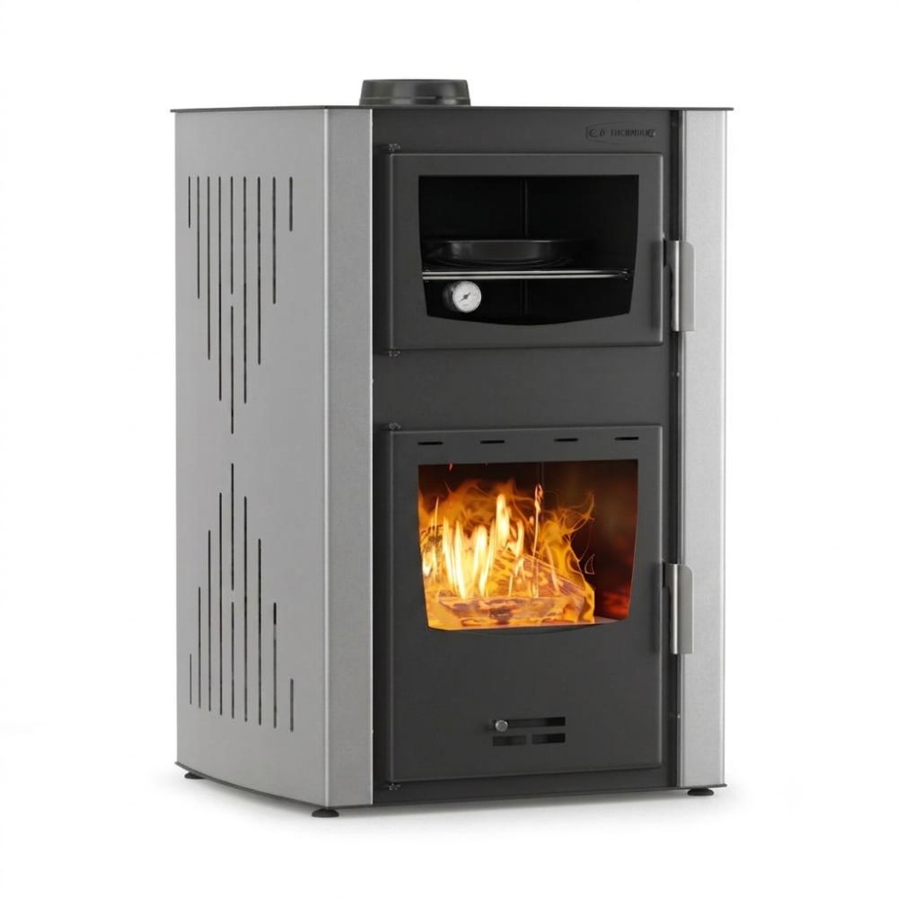 Wood burning stove with back boiler and oven Velmora Fire ATS HYDRO ΜΑSΙΝΑ 90-25 grey, 25kW | Wood Burning Stoves With Oven | Wood Burning Stoves |