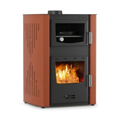 Wood burning stove with back boiler and oven Velmora Fire ATS HYDRO ΜΑSΙΝΑ 90-25 terracotta, 25kW - Wood Burning Stoves With Oven