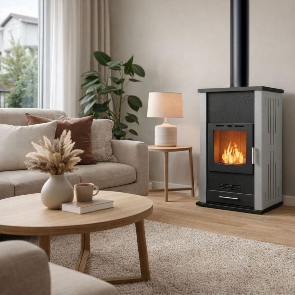 Wood burning stove with back boiler Velmora Fire ATS HYDRO grey, 33kW | Wood Burning Stoves With Oven | Wood Burning Stoves |