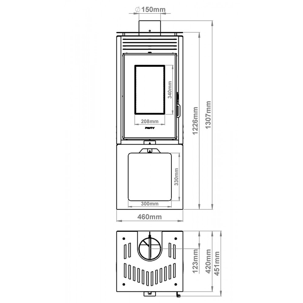 Wood burning stove Prity PMV3 Е, 10.8kW, Log | Wood Burning Stoves Prity | Prity |