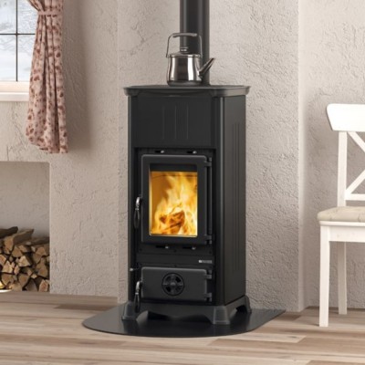 Italian wood burning stove with cooktop La Nordica Emiliana black, 6.5kW - La Nordica