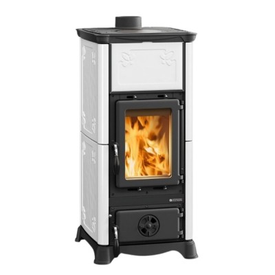 Italian wood burning stove with oven La Nordica Emiliana white, 6.5kW - Italian wood burning stoves and fireplaces