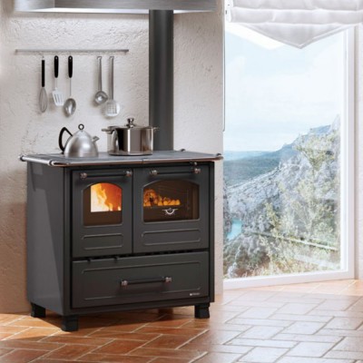 Italian wood cooker stove La Nordica Family 4.5 black, 7.5kW - La Nordica