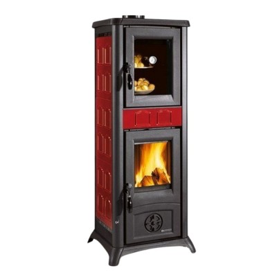 Italian wood burning stove with oven La Nordica Gemma Forno 5.0 red, 7.3kW - La Nordica