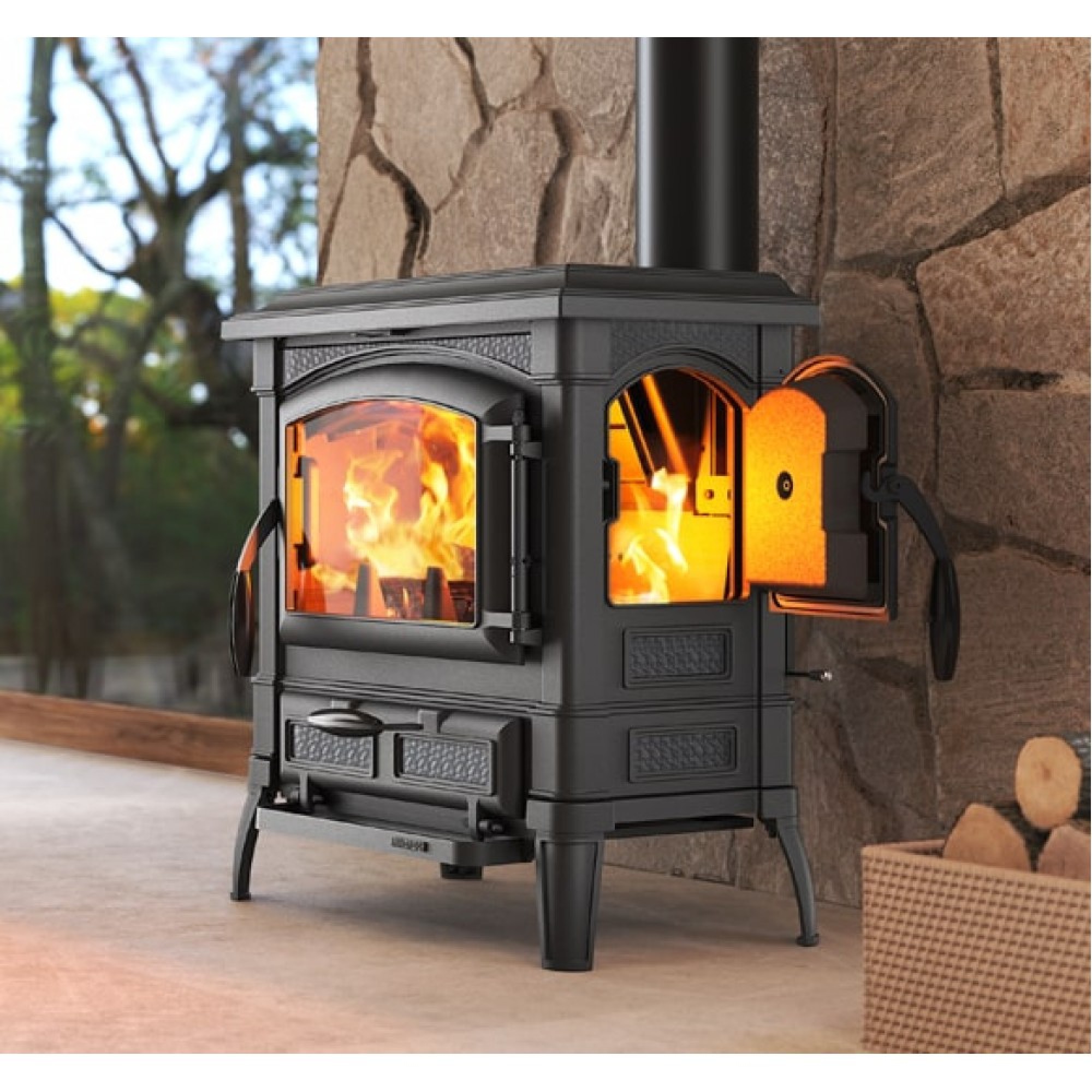 Italian cast iron wood burning stove La Nordica Isotta CC Lean with