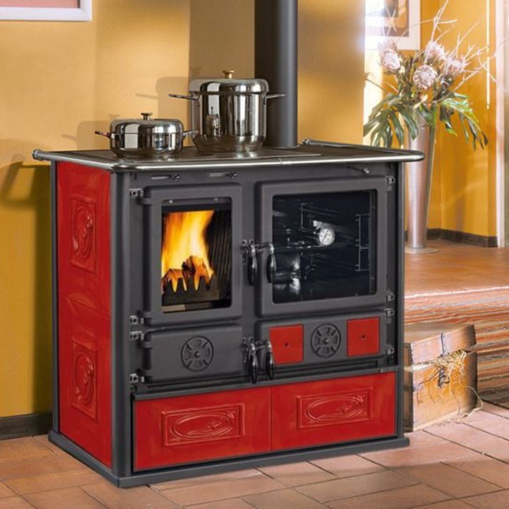 Italian wood cooker stove La Nordica Rosa 5.0 red, 8.8kW | Italian wood burning stoves and fireplaces |  |