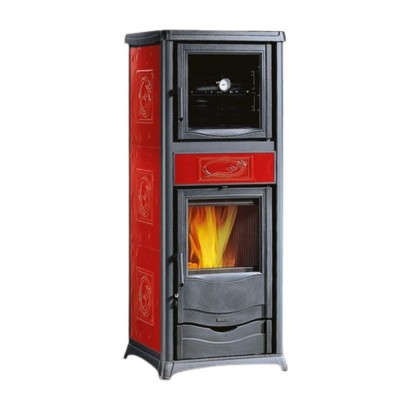 Italian wood burning stove with oven La Nordica Rossella Plus Forno Evo red, 9.1kW - La Nordica