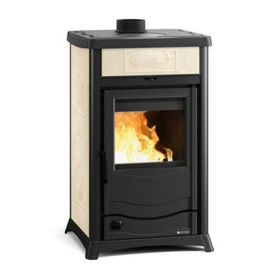 Italian cast iron wood burning stove with back boiler La Nordica Termorossella Plus EVO D.S.A. 4.0 ecru, 11.1kW - La Nordica