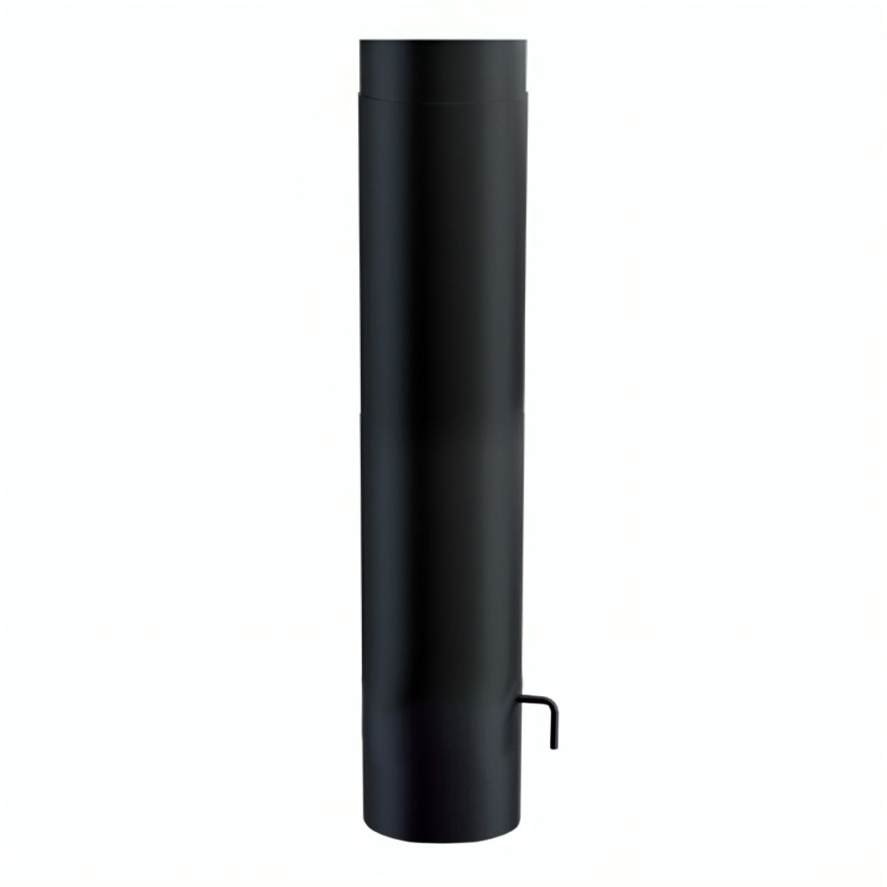 Black steel flue pipe MK NERO with damper and cleaning opening, Straight, Length 1m, Ø130 | Stove pipes | Chimney |