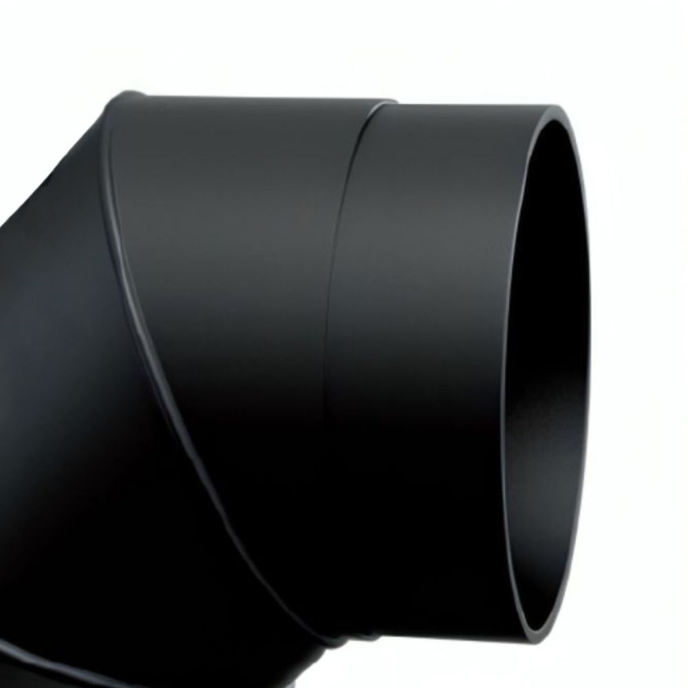 Flue pipe elbow 90° MK NERO, Steel, Black, Ø150 | Stove pipes | Chimney |