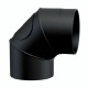 Stove pipe elbow 90° MK NERO with cleaning opening, Steel, Black, Ø130 | Stove pipes | Chimney |