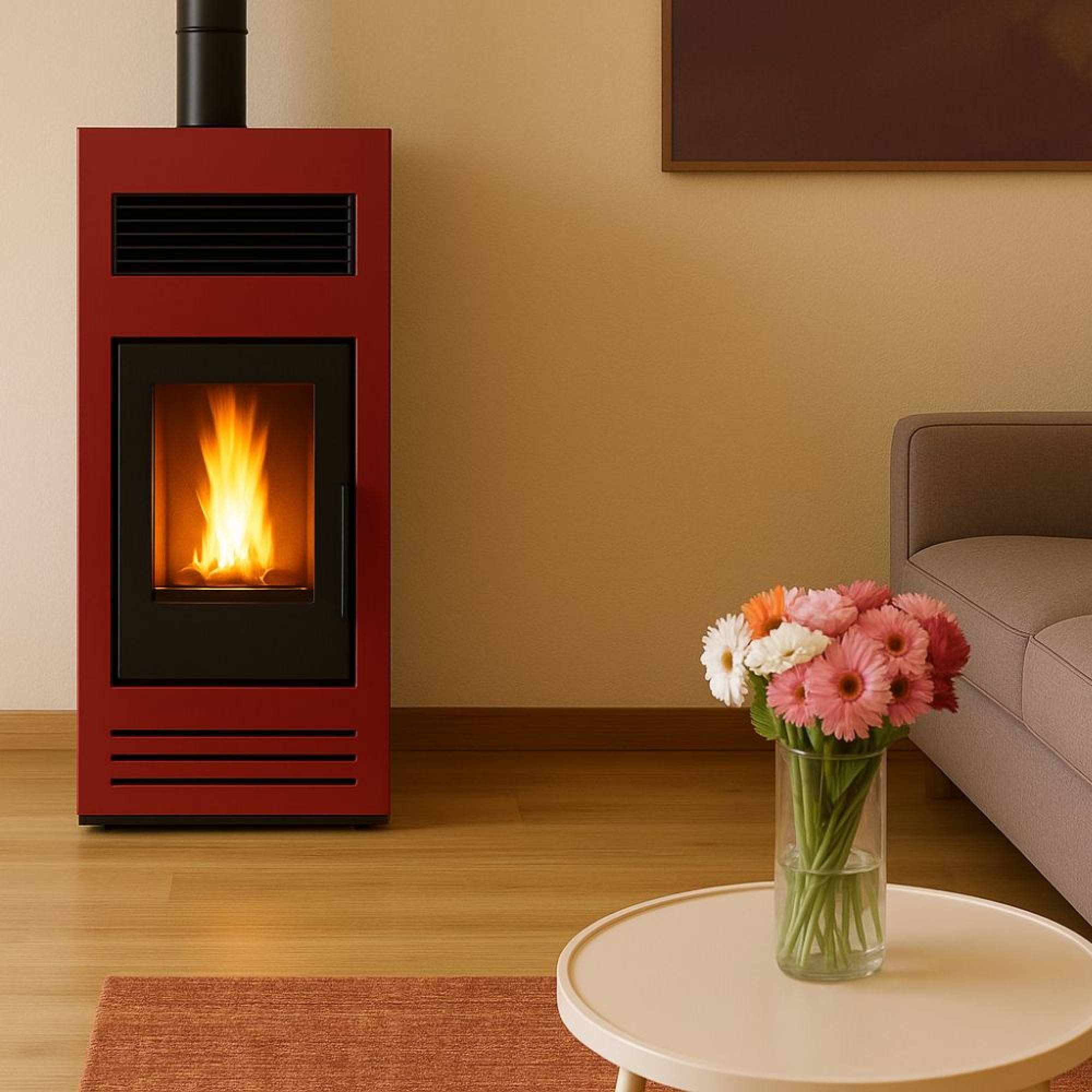 Pellet stove Mytherm Angela TA 14 PRO red, 14kW – Best Price & Free