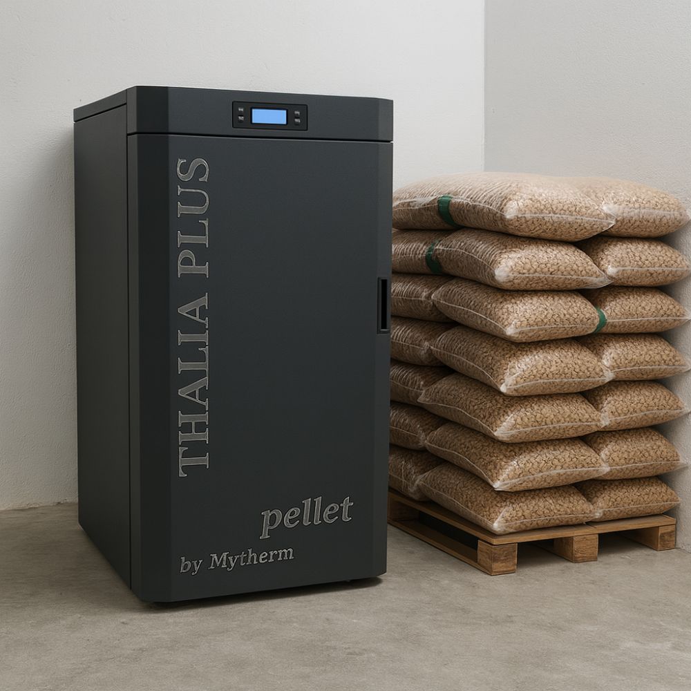 Pellet boiler / Pellet furnace Mytherm Thalia Plus 50 black, 50kW |  |  |