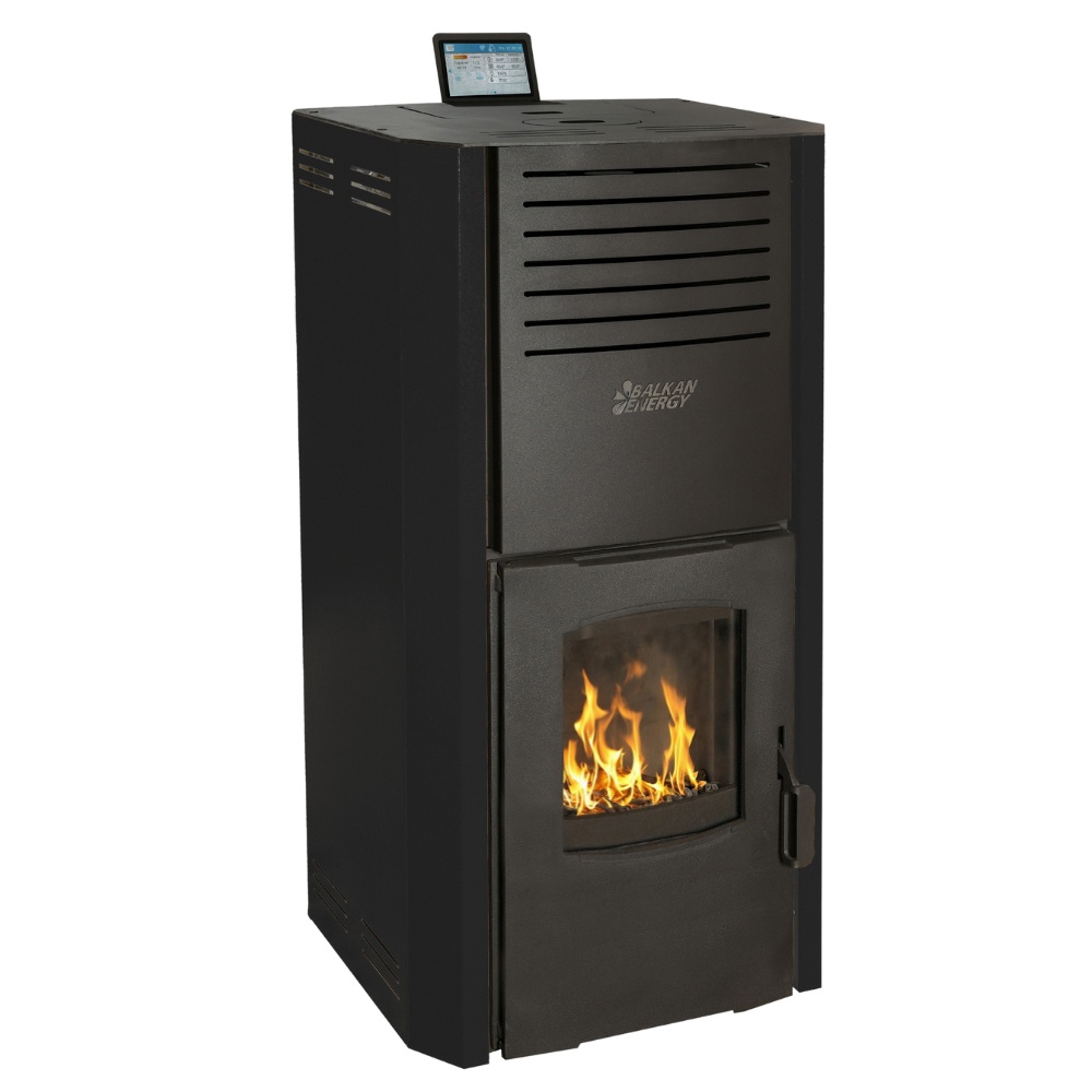 Pellet stove with back boiler Balkan Energy Sofia Black, 25kW | Pellet Stoves With Back Boiler | Pellet Stoves |