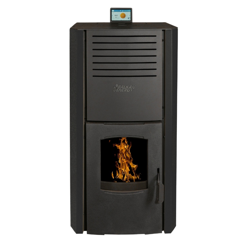 Pellet stove with back boiler Balkan Energy Sofia Black, 25kW | Pellet Stoves With Back Boiler | Pellet Stoves |