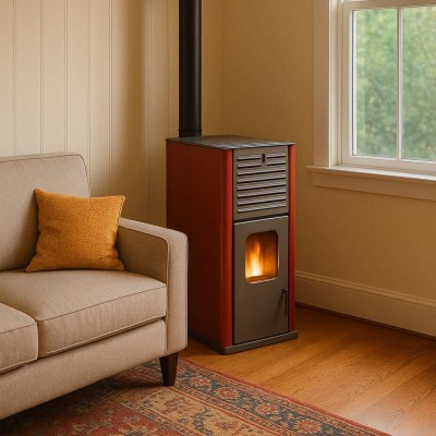Pellet stove with back boiler Mytherm IOLI TSA 45 red, with fan, 48.5kW - Product Comparison