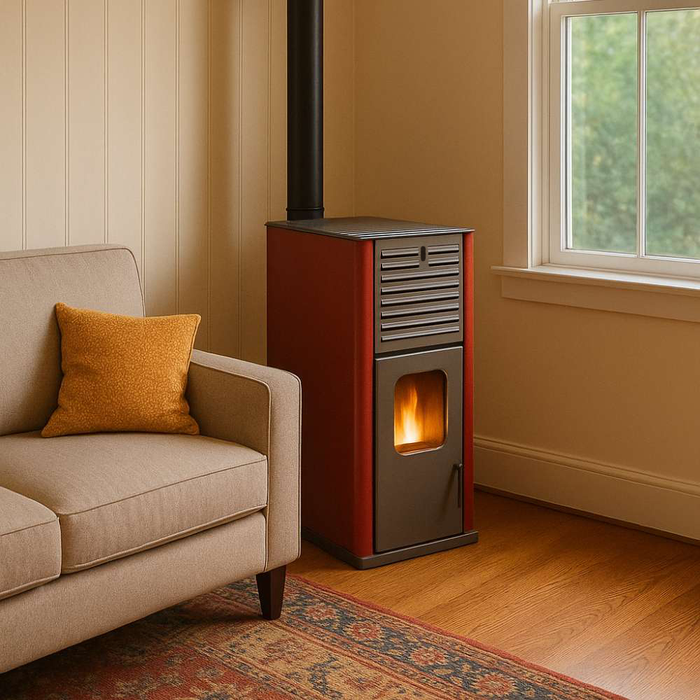 Pellet stove with back boiler Mytherm IOLI TSA 21 red, with fan, 23.5kW | Pellet Stoves |  |