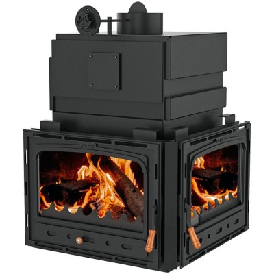 Wood Burning Fireplace with Back Boiler Prity 2C W28, 33.2kw - Wood Burning Fireplaces