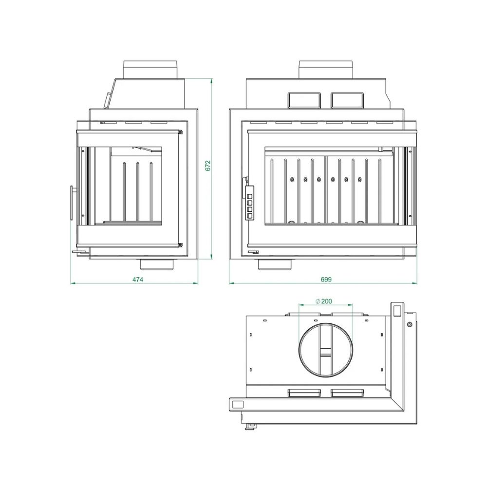Wood Burning Fireplace UNIFLAM 600 DURO S with air supply, right side, 11kW | Cast Iron Fireplaces | Wood Burning Fireplaces |