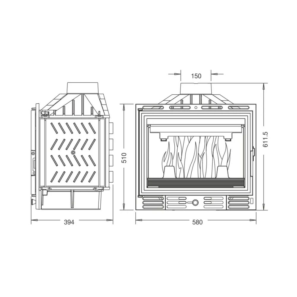 Wood Burning Fireplace UNIFLAM 600 ECO with damper, 8kW |  |  |