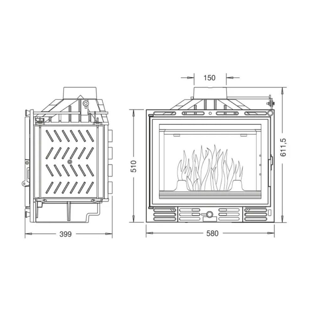 Wood Burning Fireplace UNIFLAM 600 PLUS ECO with damper, 8kW |  |  |