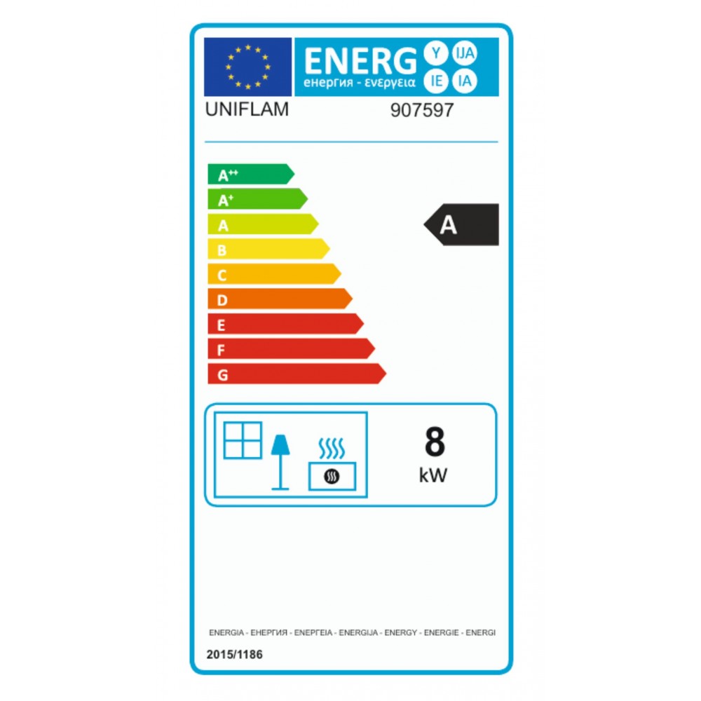 Wood Burning Fireplace UNIFLAM 600 PLUS ECO with damper and air supply, 8kW |  |  |