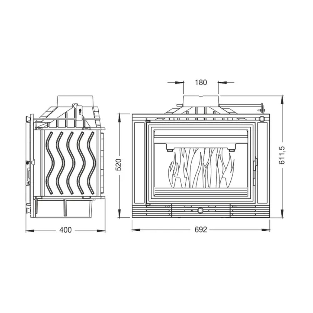Wood Burning Fireplace UNIFLAM 700 ECO with damper and air supply, 8kW |  |  |