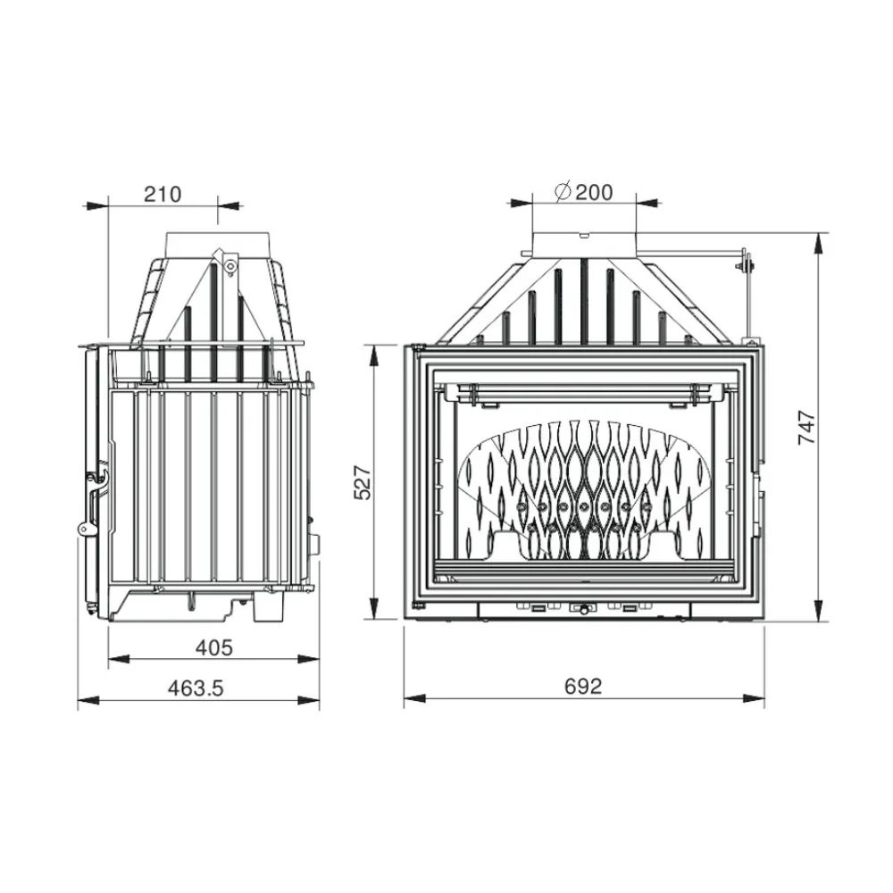 Wood Burning Fireplace UNIFLAM 700 LUX ECO with damper, 12kW |  |  |
