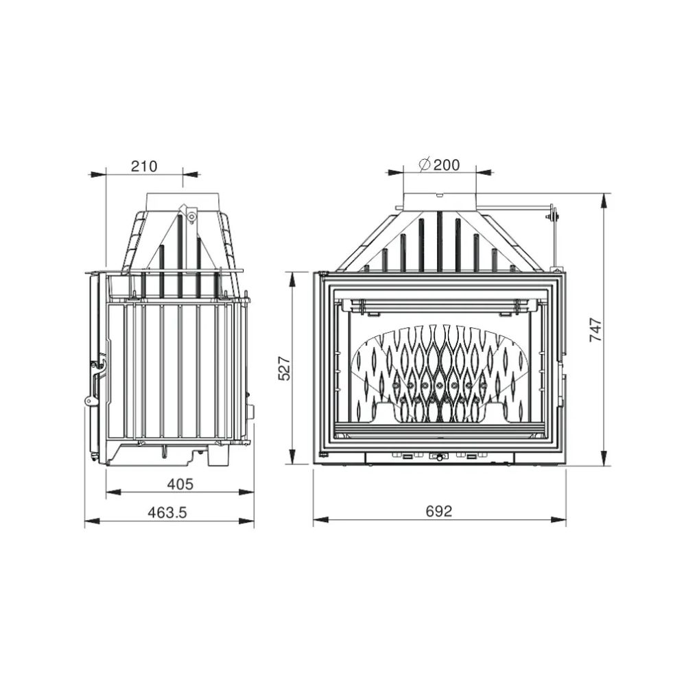 Wood Burning Fireplace UNIFLAM 700 LUX ECO with damper and air supply, 12kW |  |  |