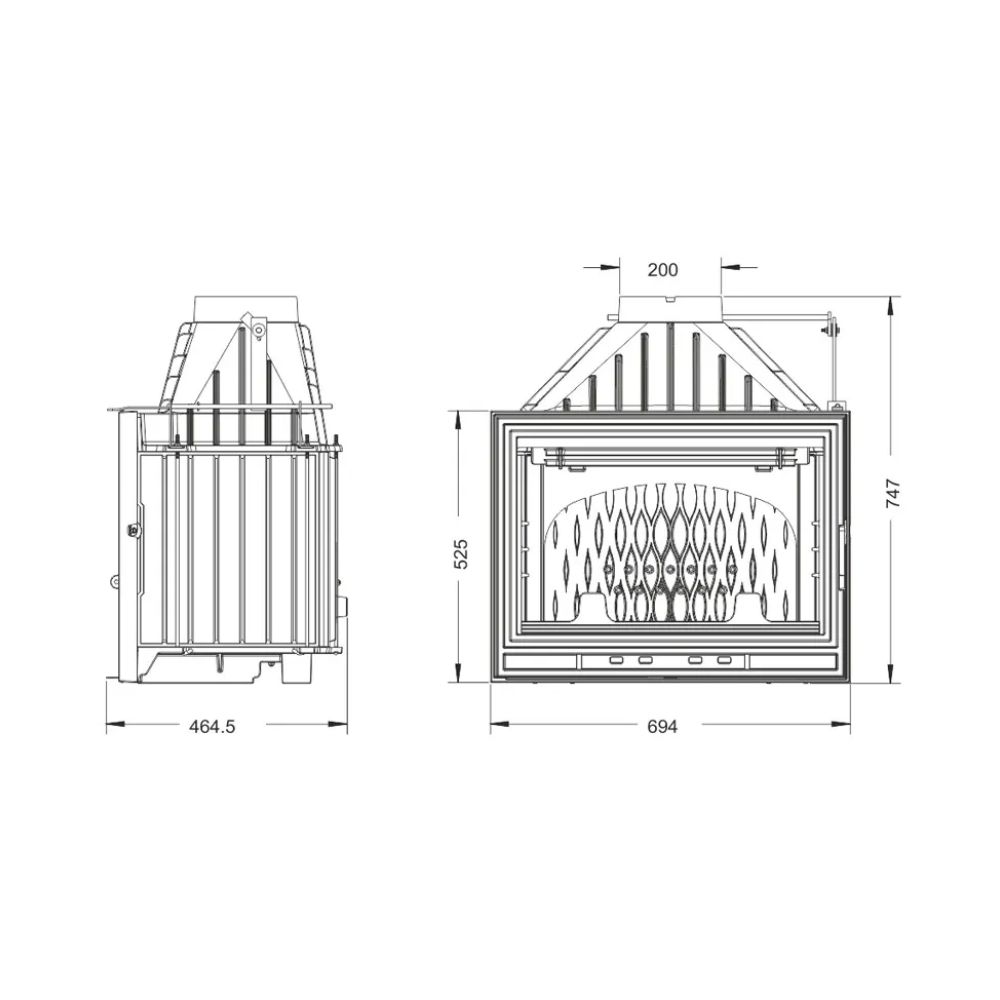 Wood Burning Fireplace UNIFLAM 700 OPTIMA ECO with damper and air supply, 12kW |  |  |