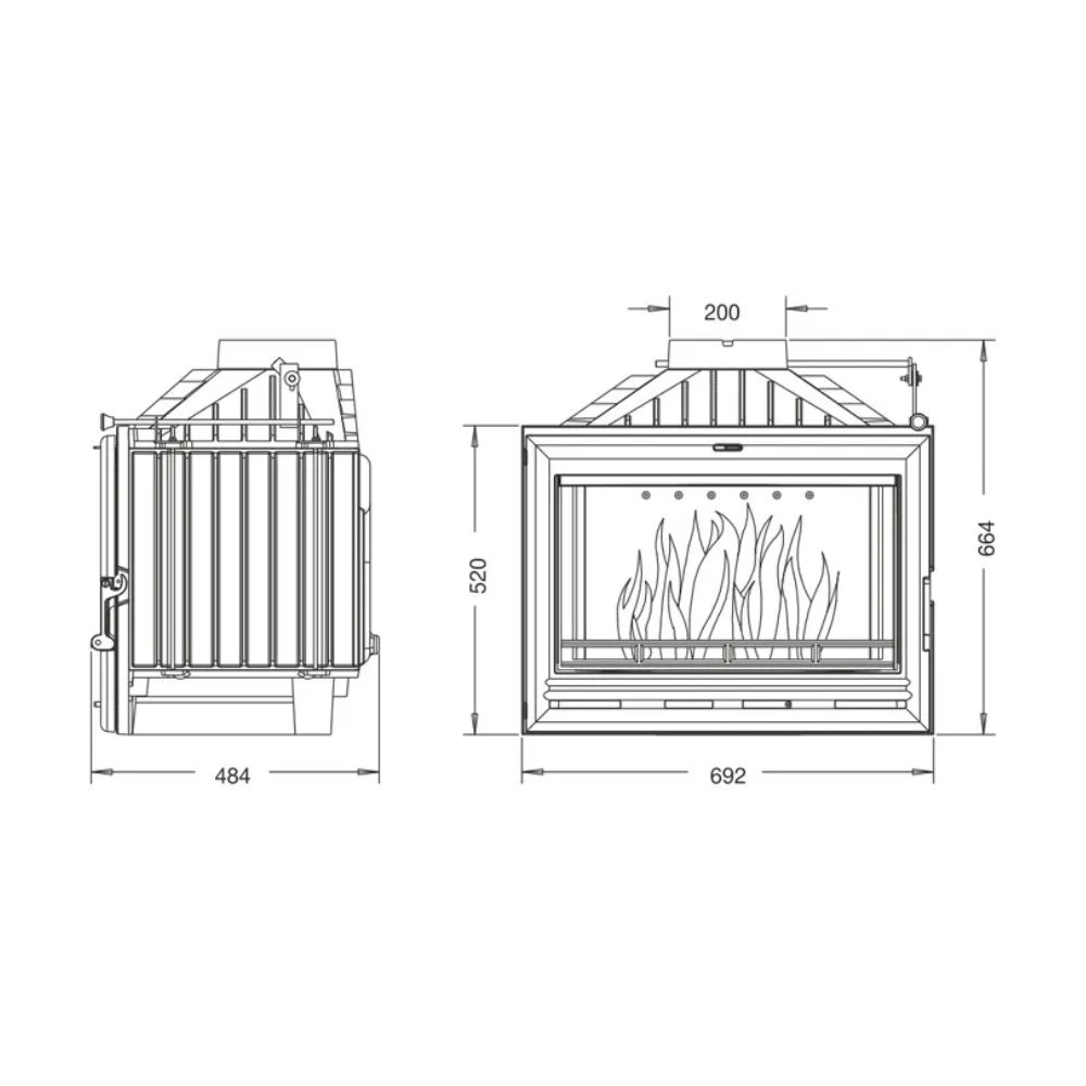 Wood Burning Fireplace UNIFLAM 700 OPTION ECO with damper and air supply, 10kW |  |  |