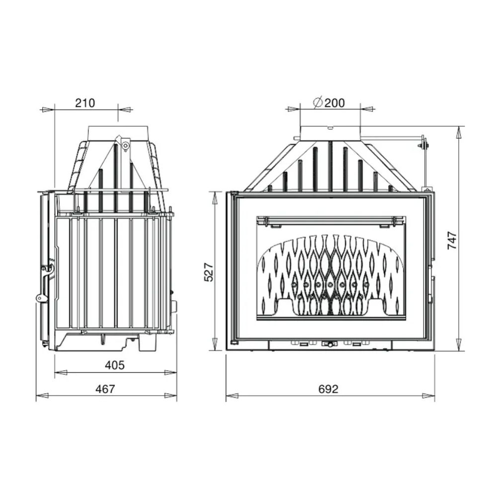 Wood Burning Fireplace UNIFLAM 700 PLUS ECO with damper, 12kW |  |  |