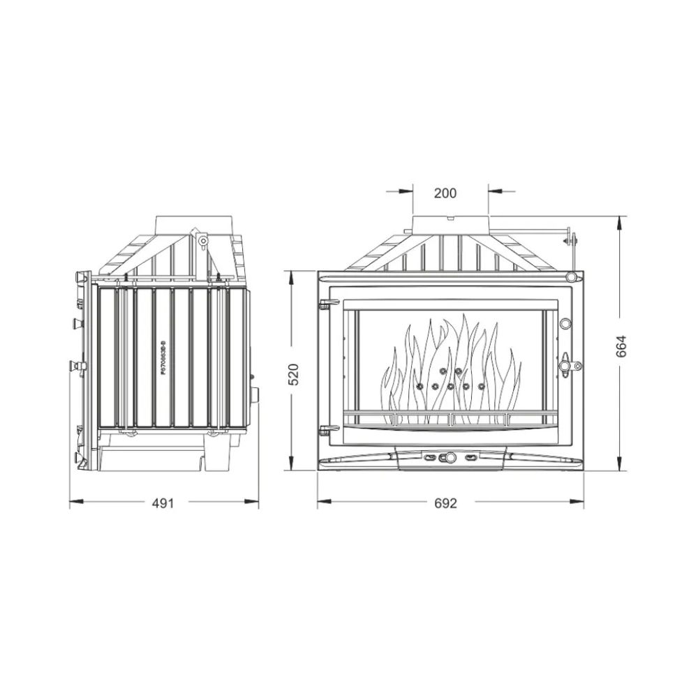 Wood Burning Fireplace UNIFLAM 700 SELENIC ECO with damper and air supply, 10kW |  |  |