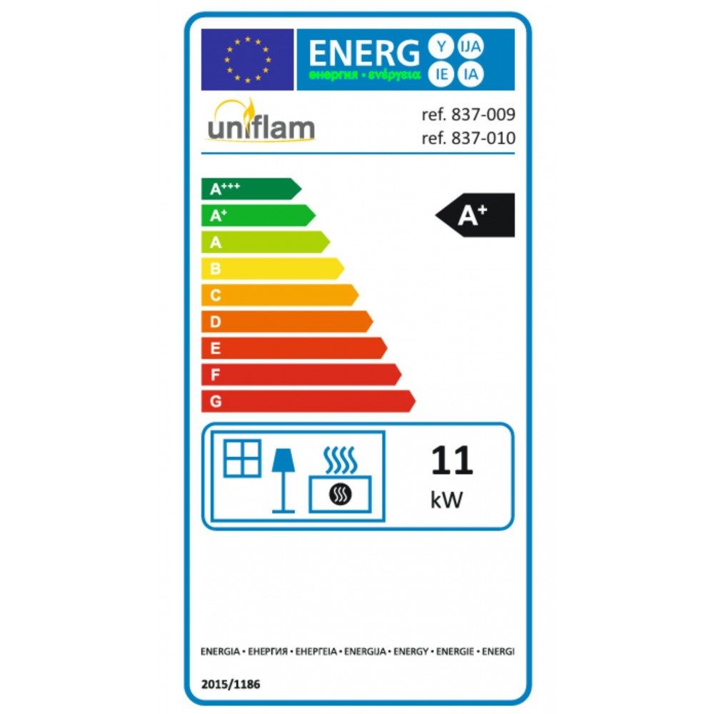 Wood Burning Fireplace UNIFLAM 760 DURO with air ducts and air supply, 11kW |  |  |