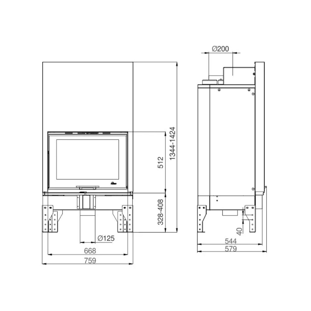 Wood Burning Fireplace UNIFLAM 760 EVO with lifting door and air supply, 11kW |  |  |
