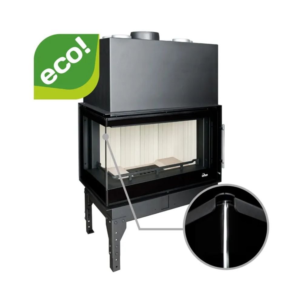 Wood Burning Fireplace UNIFLAM 760 EVO PBS with air ducts and air supply, bent glass, right side, 10kW |  |  |