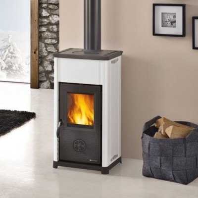 Italian wood burning stove La Nordica Tea white, 6.6kW - Italian wood burning stoves and fireplaces