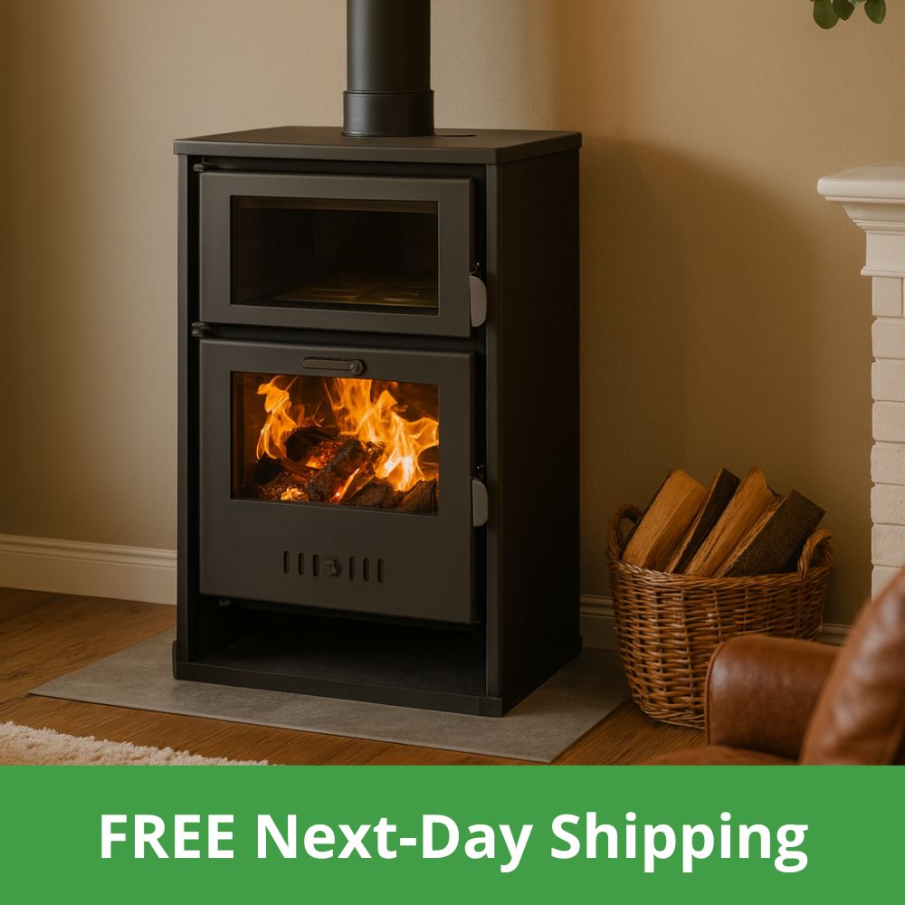 Wood burning stove with back boiler and oven Balkan Energy Suzana, 11.6kW - 17.5kW | Wood Stoves With Back Boiler | Wood Burning Stoves |