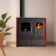 Wood cooker stove Prometey Perfect Eco Lux with left flue, burgundy, 7.5kW | Wood Burning Stoves With Oven | Wood Burning Stoves |