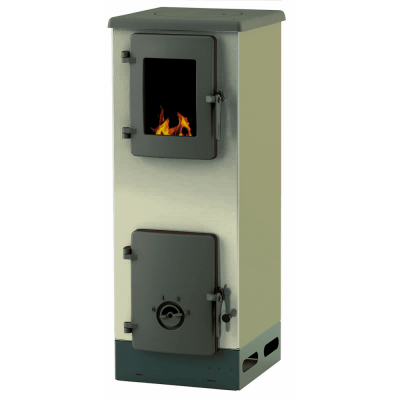 Wood burning stove Alfa Plam Vulkan S Ivory 4kW, Log - Alfa-Plam