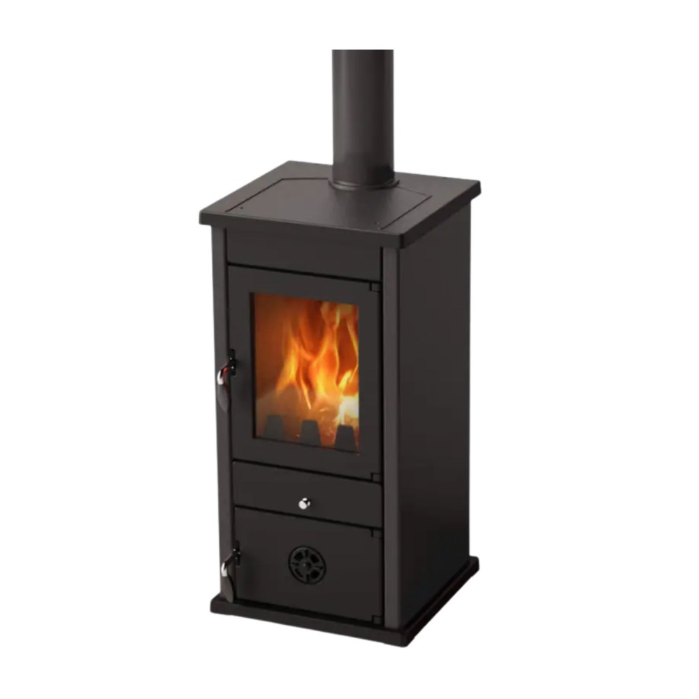 Wood Burning Stove With Back Boiler MBS Thermo Vesta Black, 9kW